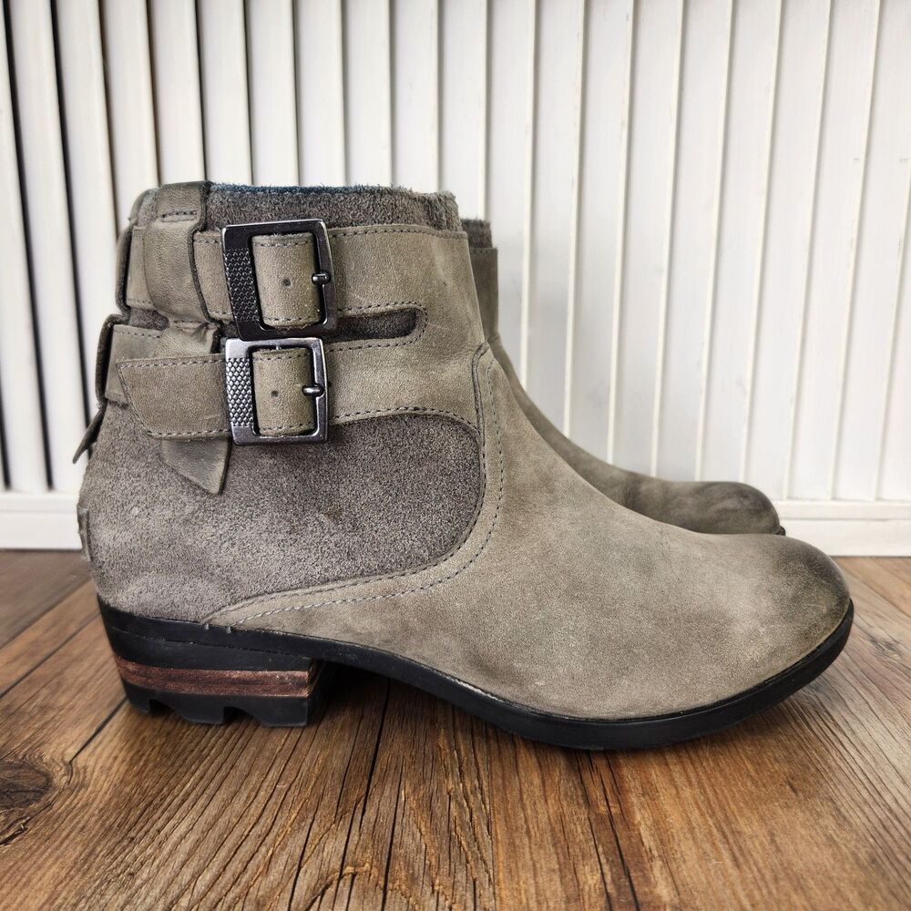 Sorel Lolla Ankle Boots Womens Sz 7 Brown Leather Boho Buckle Booties NL3080-052